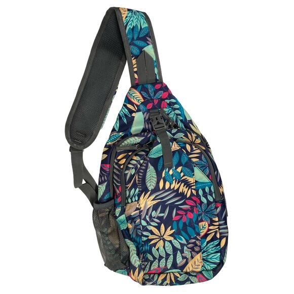 G4Free Sling Back Back Pack Bag Blue Leaf - Picture 1 of 9